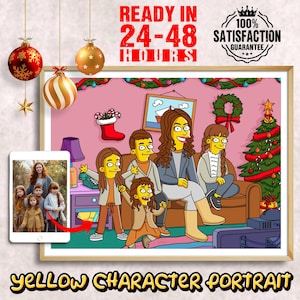 Die SIMPSONS Portrait, Die SIMPSONS Familie Portrait, Weihnacht Portrait Geschenk! Benutzerdefinierte Cartoon Portrait, personalisierte Illustration Kunst