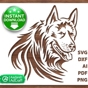 Siberian Husky Dog SVG Stencil Art, Digital Instant Download, Siberian Husky Dog Face Stencil Art, DIY & Home Decor Art, Decorative Designs