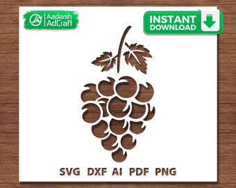 Grapes Fruit Stencil SVG, Kitchen Food Template for DIY Wall Art, Rustic Painting, Cricut, Silhouette, Laser Cut, Farmhouse Craft & Décor