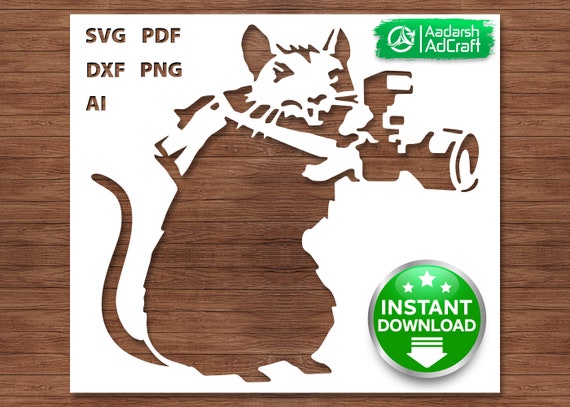 Banksy Camera Rat Art Stencil, Rat With Camera Street Art