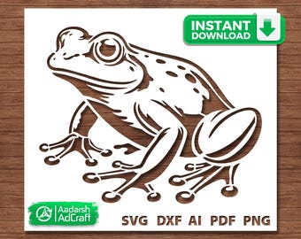 Frog SVG, Tree Frog Stencil SVG, Frog Cut File for Cricut, Amphibian SVG, Wildlife Laser Cut, Frog Silhouette, Animal Decor