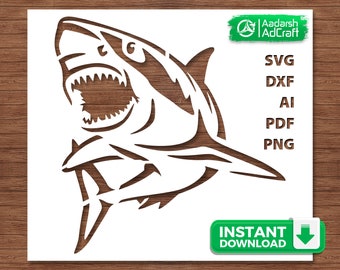 Shark Fish Stencil Art, Shark Stencil, Aquatic Art, SVG, dxf, Wall Decor Pattern, DIY Crafting, Laser Cut, Cricut Silhouette