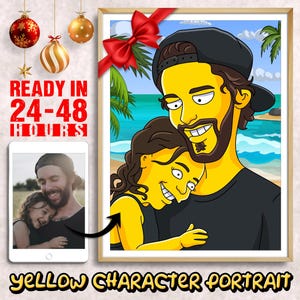 MEGA SALE! Custom Yellow Character Family Portrait, Portrait from Photo, Family Illustration, Turned Yellow, Christmas Gift, Gift for Kids