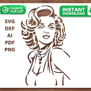 Marilyn Monroe portret stencil SVG, Hollywood Star gezicht gesneden bestand voor Cricut & Silhouette, iconische muur kunst stencil voor DIY ambachten