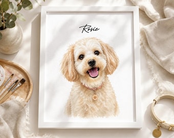 Personalized Dog Portrait from Photo | Custom Watercolor Pet Painting | Printable Pet Memorial Gift | Cat Portrait | Dog Lover Gift