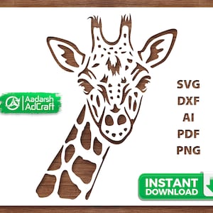 Giraffe Head Wildlife Stencil Art, Vector SVG, dxf, Stencil Print, Giraffe Design, Wildlife Art, Wall Decor, DIY Craft, Cricut, Silhouette
