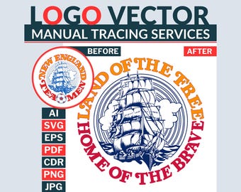 Raster to Vector Conversion | Blurry Logo to Sharp Vector | Manual Logo Tracing | SVG EPS AI pdf Files | Print-Ready Vector Redraw Service