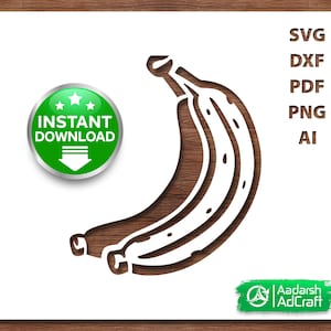 Banana Fruit Stencil SVG Design | Fruit Art Stencil for Kitchen Wall Decor, DIY Crafts, Cricut, Painting Projects & T-Shirt Printing