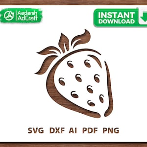 Strawberry Fruit Stencil SVG | Cute Strawberry Stencil Art for DIY Wall Decor, T-Shirt Printing, Cricut Projects & Craft Use | svg PNG File