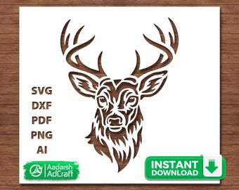 White-Tailed Deer Head Stencil | Wildlife SVG Template, Rustic Farmhouse Wall Décor, Hunting Lodge Stencil Art, DIY, Cricut & Silhouette