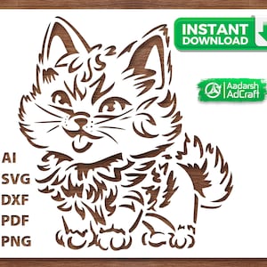 Magical Cat Fantasy Stencil Art, Cat Stencil, Kitten Art, Pet Stencil Design, SVG, Wall Decor Pattern, DIY Crafting, Laser Cut, Cricut