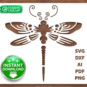 Dragonfly Creative Art Stencil, Vector SVG, dxf, Dragonfly Stencil, Floral Print, Wall Decor Pattern Art, DIY, Laser Cut, Cricut, Silhouette