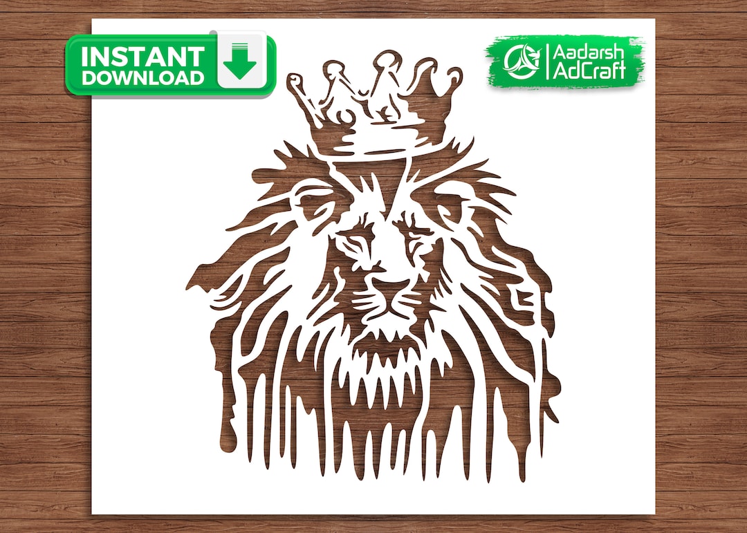 Jungle King Lion Face Stencil Art Lion Stencil Vector Style - Etsy