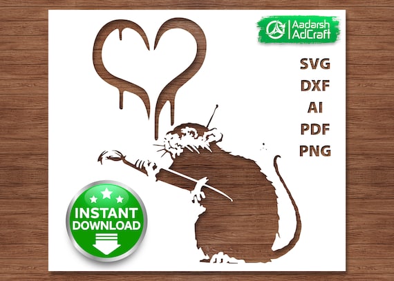 バンクシーのネズミの絵の具ステンシルSVG、DIYウォールアート