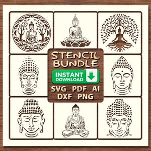 Lord Gautam Buddha Różne kształty i pozy szablony, dekoracje ścienne, SVG, dxf, wzór dekoracji ściennej, majsterkowanie, laser, sylwetka Cricut