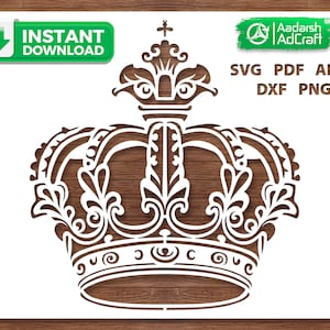 Royal King Queen Crown Stencil Art, Royal Crown, Royal Theme, Wall Decor, SVG, dxf, Wall Decor Pattern, DIY Craft, Laser, Cricut Silhouette