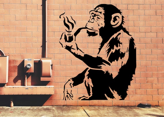Banksy Smoking Monkey Graffiti Stencil, Smoking Chimp