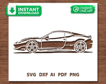 Sports Car Stencil SVG, Supercar Side Profile Cut File, Sports Car Design for Cricut, Laser Cutting, CNC, Glowforge, Vinyl & DIY Crafts