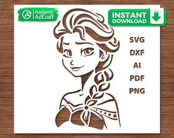 Frozen Queen stencilkunst | IJskoningin gesneden SVG-bestand, sneeuwkoningin silhouet, op Disney geïnspireerde stencil voor Cricut, wanddecoratie en ambachten