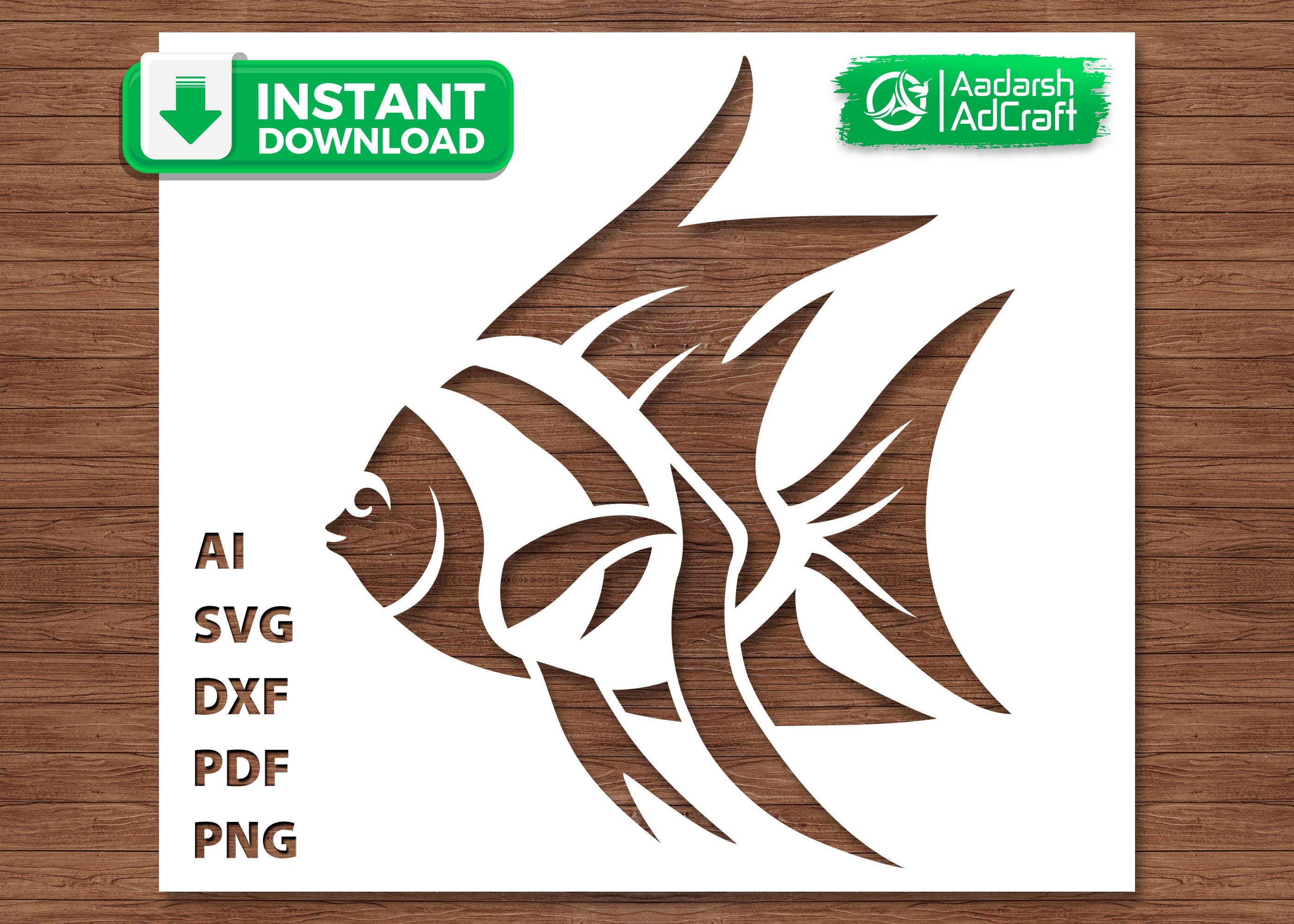 Angelfish Stencil SVG, Tropical Fish Cut File for Cricut Silhouette ...
