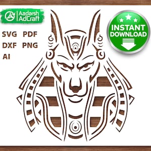 Pharaoh Anubis God Stencil Art | Egyptian Deity SVG, Ancient Wall Decor ...