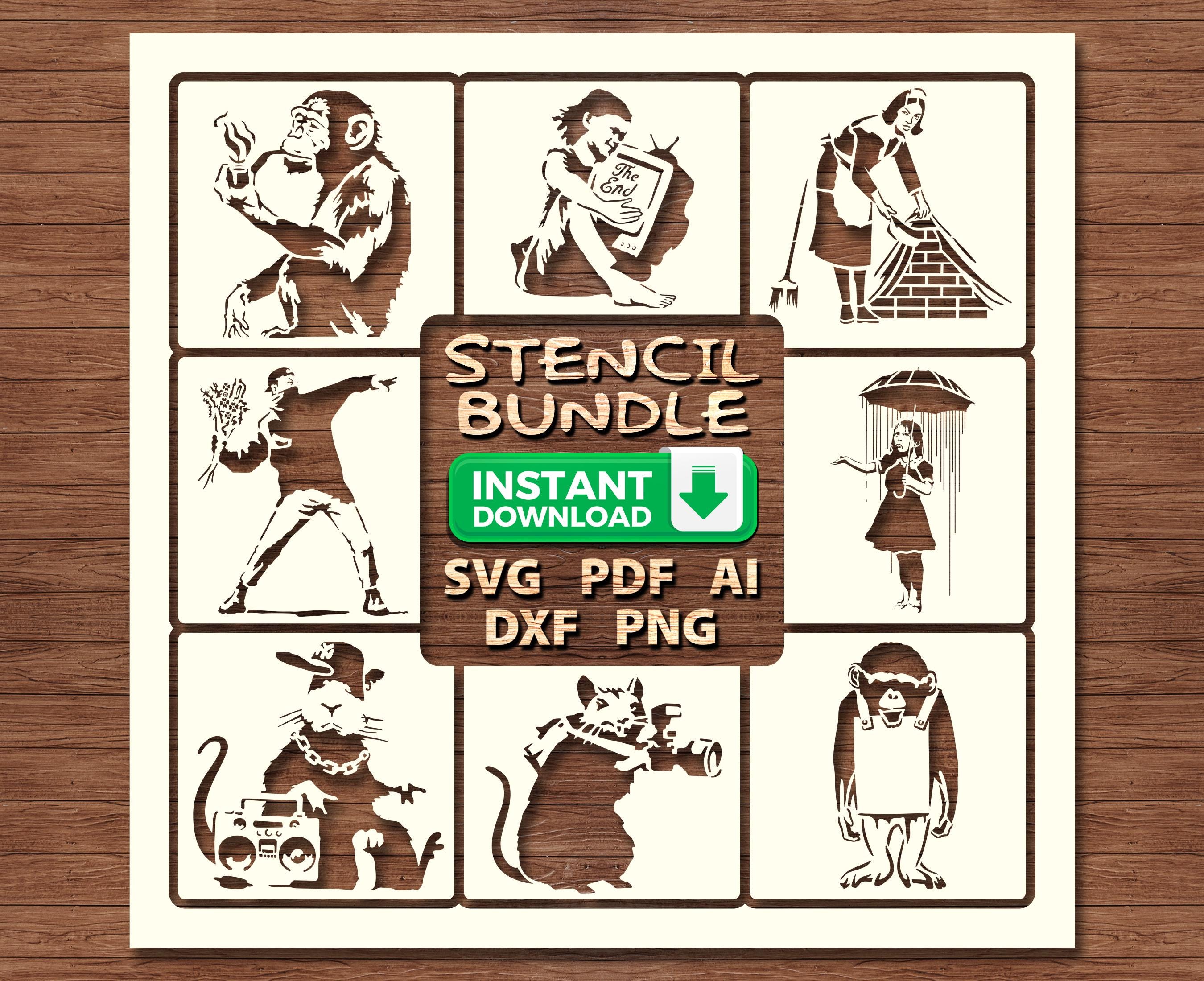 Banksy Monkey Laugh Wall Art, Banksy Wall Art, Stencl Canvas Art - View #7