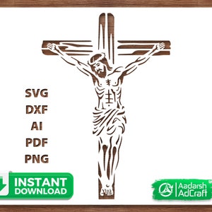 Jesus Crucified Sacred Holy Stencil Art, Vector SVG, dxf, Stencil Print, God Design, Christianity, Wall Decor, DIY Craft, Cricut, Silhouette