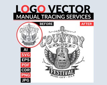 手描きスケッチをベクターに変換 | ヴィンテージで詳細なロゴのトレース | 手動線画ベクター | SVG EPS PDF