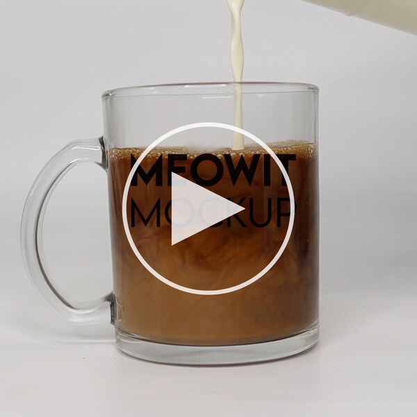 Video mockup glass mug, Video for etsy listing, Slow motion video mockup, 300ml mug, sublimation mug, mockup glass cup