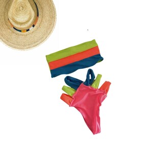 MULTICOLOR BANDEAU BIKINI | Brazilian Handmade Swimwear | Unique One-of-a-Kind Design | Wellness Bikini Set | 24-hrs Delivery