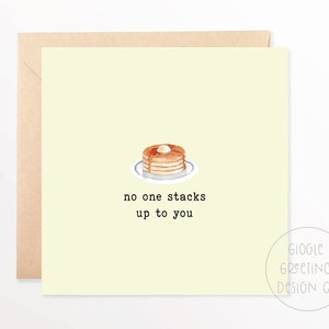 Printable Card | No One Stacks Up to You | Pancakes | Printable Valentine&#39;s Day Card | Appreciation Card For Her Him