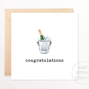 Printable Card | Congratulations | Champagne and Bucket | Printable Congratulations Card | Congrats Card For Her Him