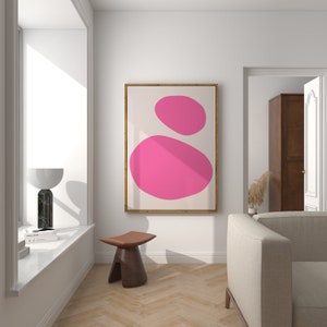 Resumen Pink Pebbles Art Print, Abstract Pink Contemporary Modern Art, Scandi, Pink Blobs Poster, Matisse Inspired Wall Decor, Living Room2
