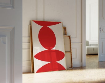 Abstract Red Wall Art, Bold Red Art Print, Bold Modern Art, Contemporary Art Print, Modern Bright Red Abstract Wall Art, Living Room Gallery