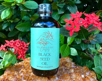 Aceite de Semilla Negra - Natural Orgánico - Prensado en Frío - Semilla de Comino Negro - Nigella Sativa - 4 oz - Aceite Virgen Puro - Salud del Bienestar - Piel del Cabello