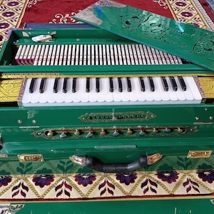 Premium Luxury 4 Line 13 Scale Changer Harmonium - Nature Green