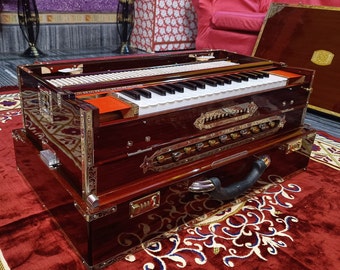 Harmonium Premium Luxury 4 Line 13 Scale Changer - Brown Walnut