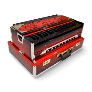 Harmonium Premium Edición Especial Portátil de 2 Líneas - Rojo Misterioso con Teclas Negras