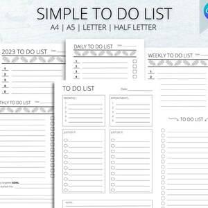 Printable Minimalist Planner, Daily Planner, Weekly Planner, Monthly Planner, Yearly Planner, A4/A5/Letter/Half Letter, Instant Download