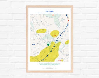 Wisconsin / Ice Bowl / Landkarte Kunstdruck