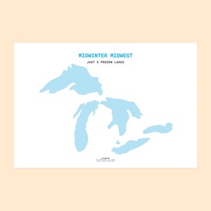 Great Lakes / Midwinter Midwest / Landkarte Kunstdruck