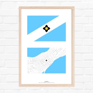 マディソン WI / 市旗 / 市地図 / 地図アートプリント