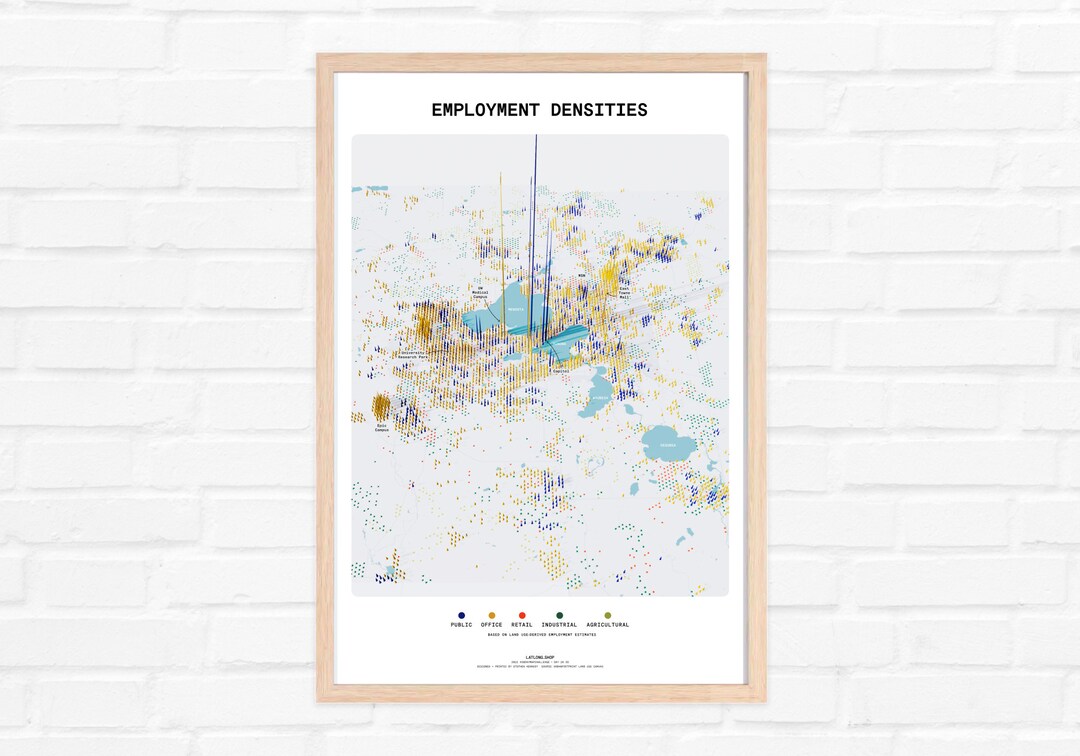 Madison WI / Employment Densities / Map Art Print Etsy