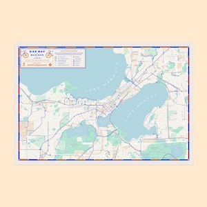 Madison / Fahrrad Karte von Madison / Landkarte Kunstdruck