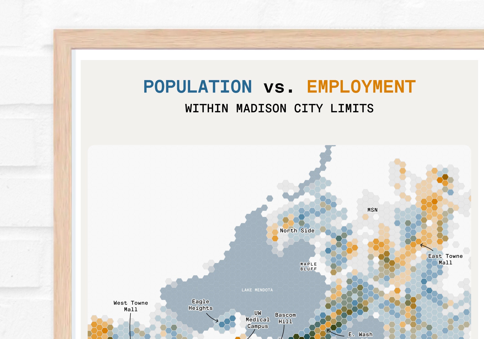 Madison WI / Population Vs. Employment / Map Art Print Etsy