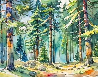 Forest Watercolor – Tranquil Woodland Art Print