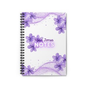 Cahier à spirale floral personnalisé - Lignes lignées, journal, fournitures scolaires, prise de notes, cadeau pour étudiants, cadeaux pour enseignants, papeterie