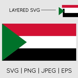 Sudan Flag | SVG EPS PNG Instant Digital Download Clipart Vector Outline Stencil Layered