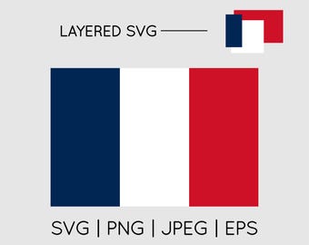 France Flag | SVG EPS PNG Jpeg Instant Digital Download Clipart Vector Outline Stencil Layered