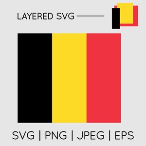 Belgien Flagge | SVG EPS PNG Jpeg Sofortiger digitaler Download Clipart Vektor Umriss Schablone Layered